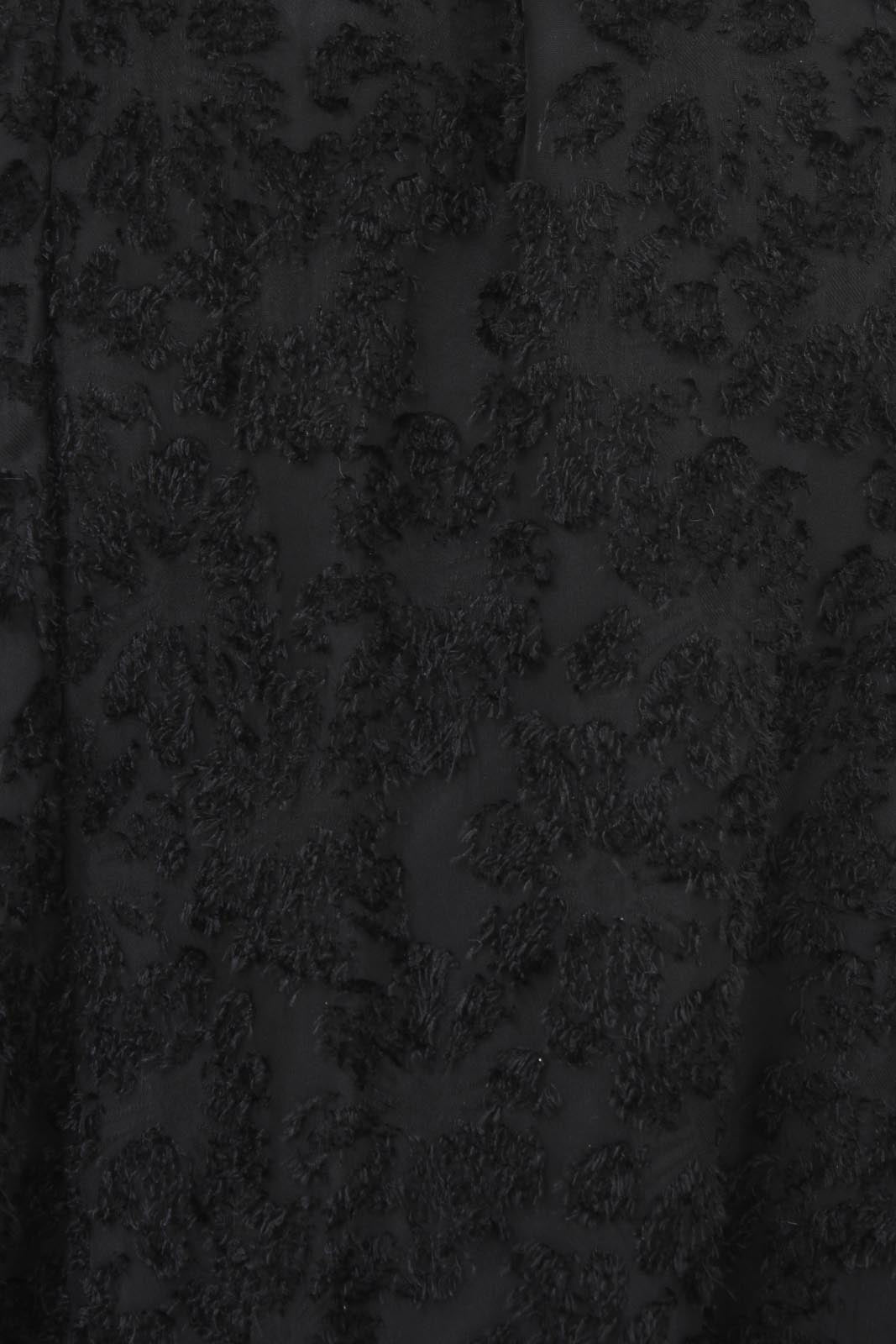 Black textured floral sheer midi skirt_3