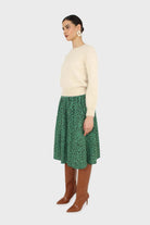 Green animal print flare midi skirt_4