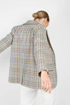 Green mustard and beige check blazer_2