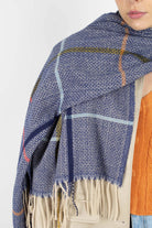 Blue multicolor box check scarf_2