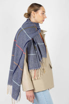 Blue multicolor box check scarf_1