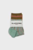 Mint green and khaki stripe hem socks_3