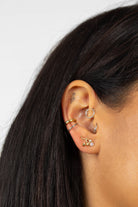 Gold birthstone zodiac earrings / Oct - Opal iridescent ivory_3