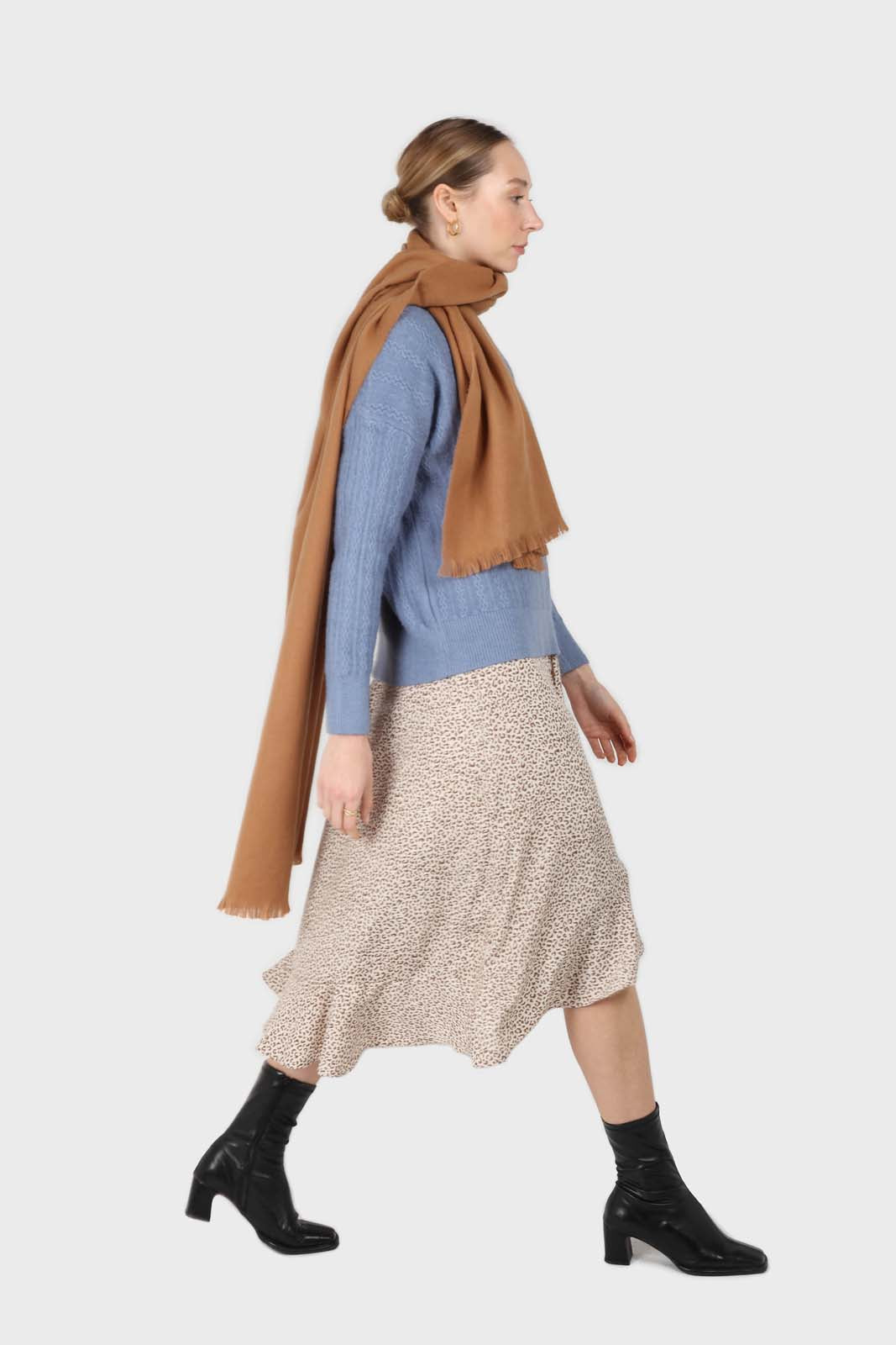 Blue patterned brush crew neck jumper_4