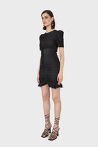 Black ruched short sleeved mini dress_4
