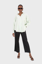 Mint green semi sheer pocket shirt_3