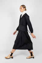 Black drawstring waist satin maxi dress_10