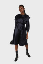 Navy silky wide collar maxi dress_1