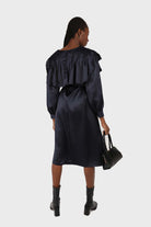 Navy silky wide collar maxi dress_2