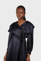 Navy silky wide collar maxi dress_4