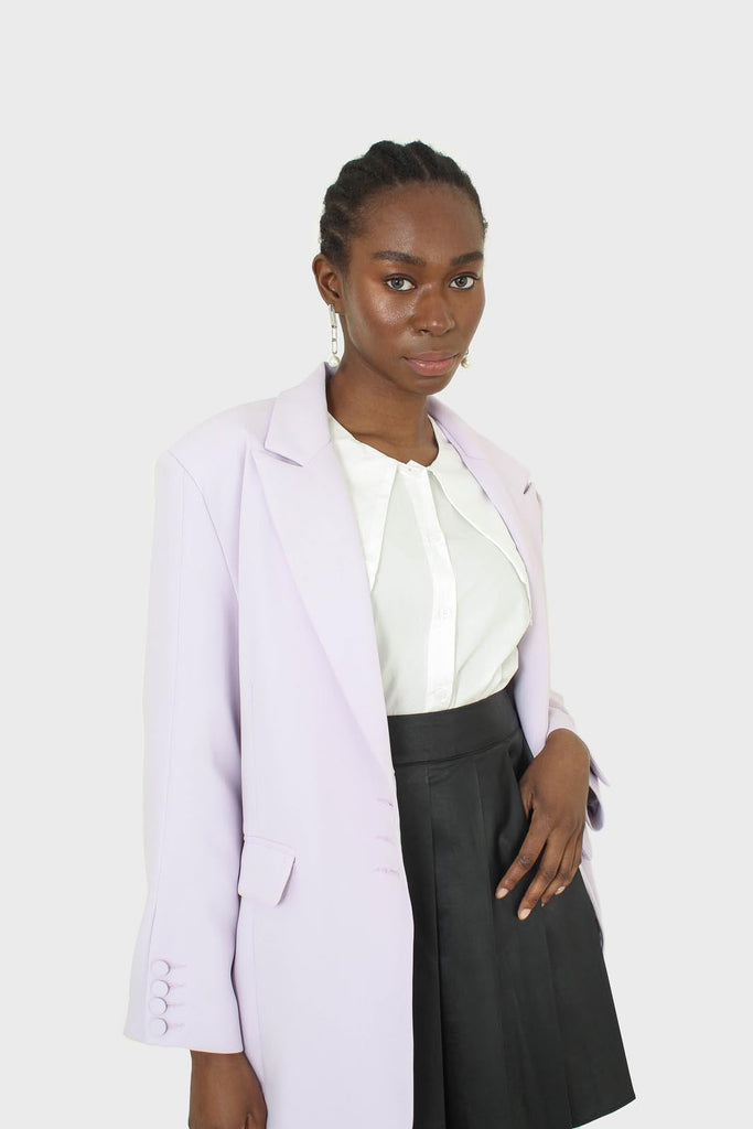 Lilac multi-button oversized belted blazer_8