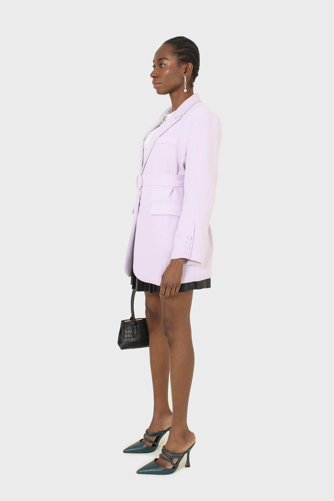 Lilac multi-button oversized belted blazer_5