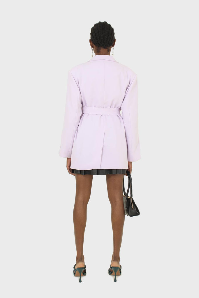 Lilac multi-button oversized belted blazer_6