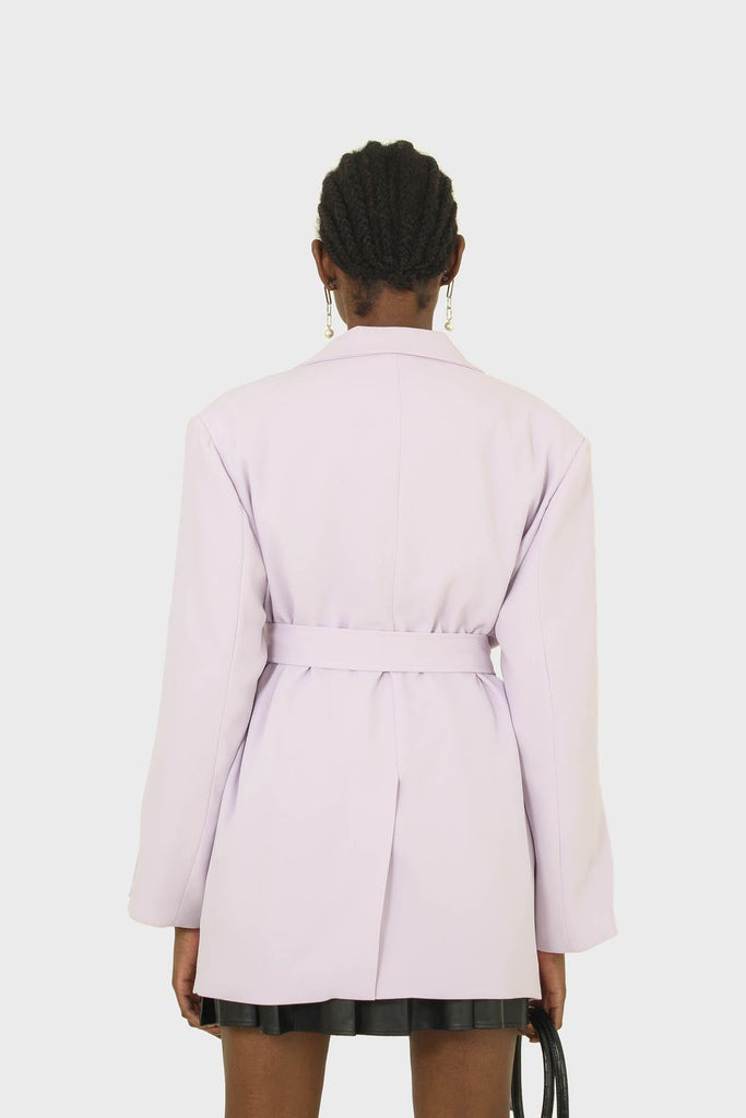 Lilac multi-button oversized belted blazer_2