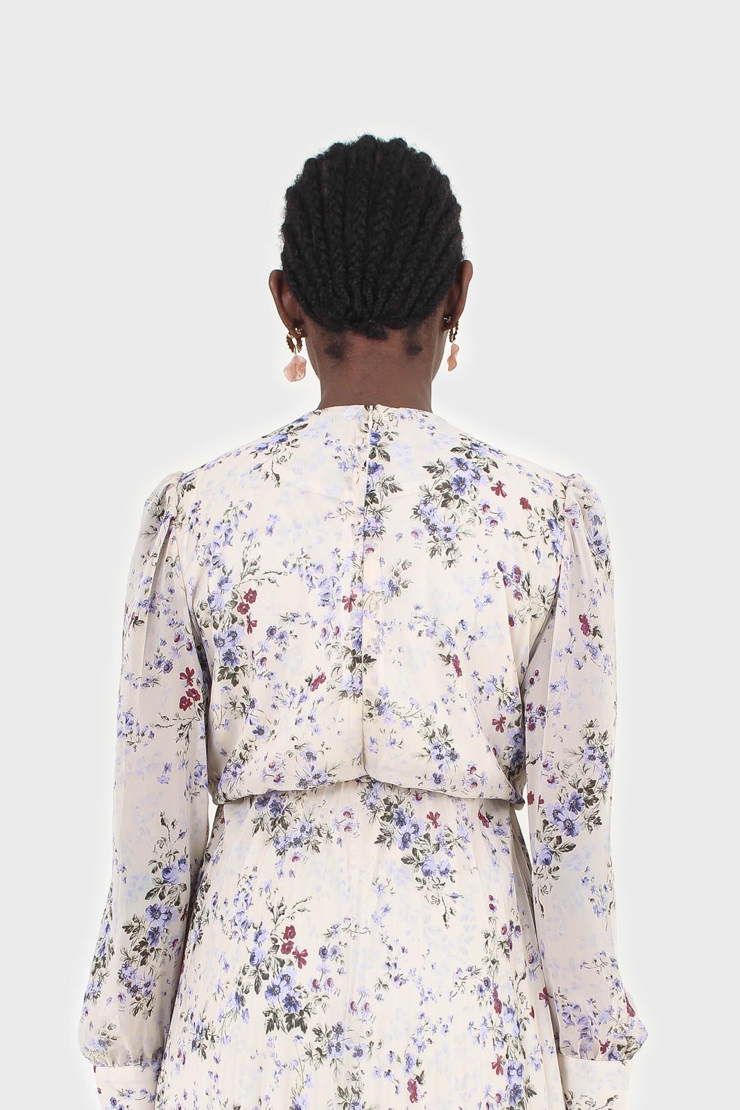 Beige and lilac floral print pull front pleat skirt maxi dress_4