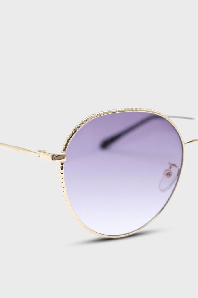 Lilac graded lens gold frame aviator sunglasses_4