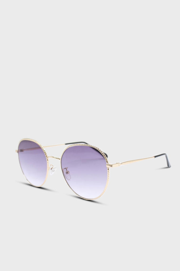 Lilac graded lens gold frame aviator sunglasses_3