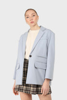 Powder blue contrast button oversized blazer_8