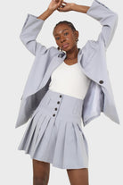 Powder blue contrast button oversized blazer_6