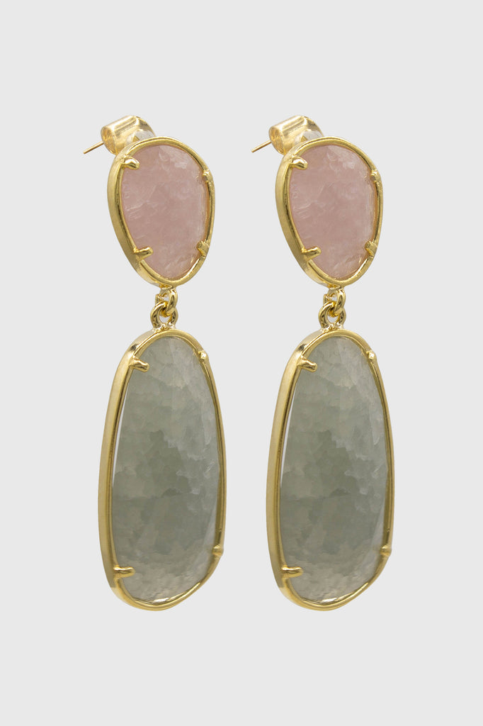 Pink and green gem drop earrings_4