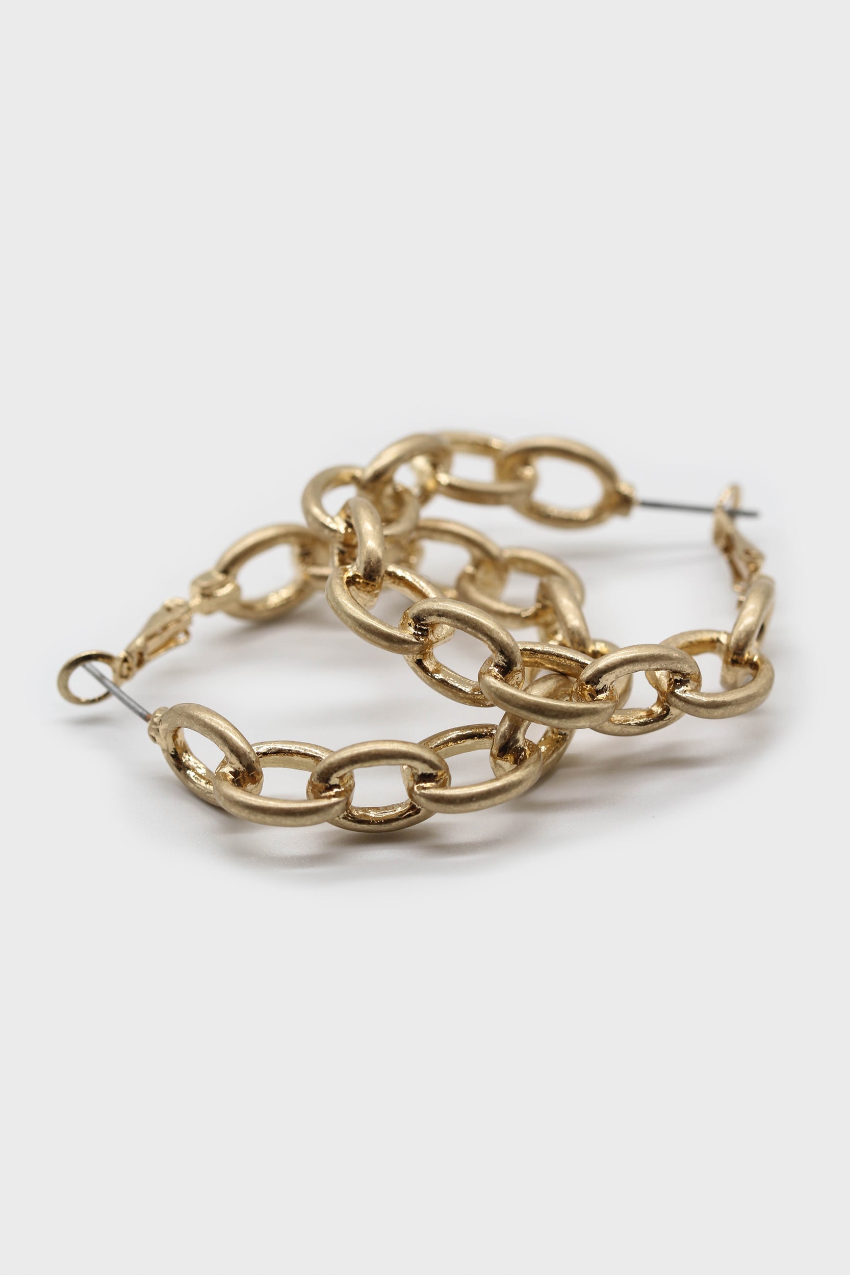 Gold chain link hoop earrings