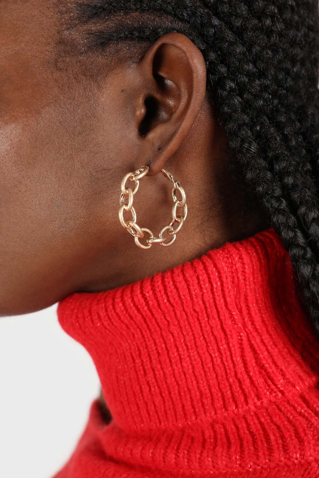 Gold chain link hoop earrings