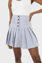 Powder blue pleated mini skirt set_2