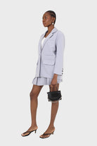 Powder blue pleated mini skirt set_5