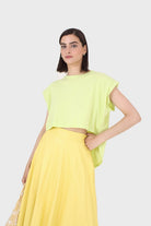 Green high low hem padded muscle tee_7