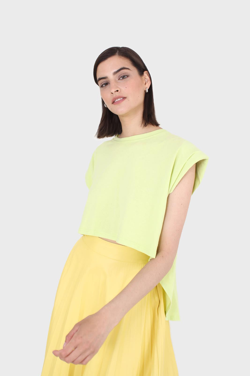 Green high low hem padded muscle tee_10