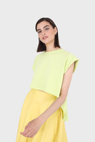 Green high low hem padded muscle tee_10