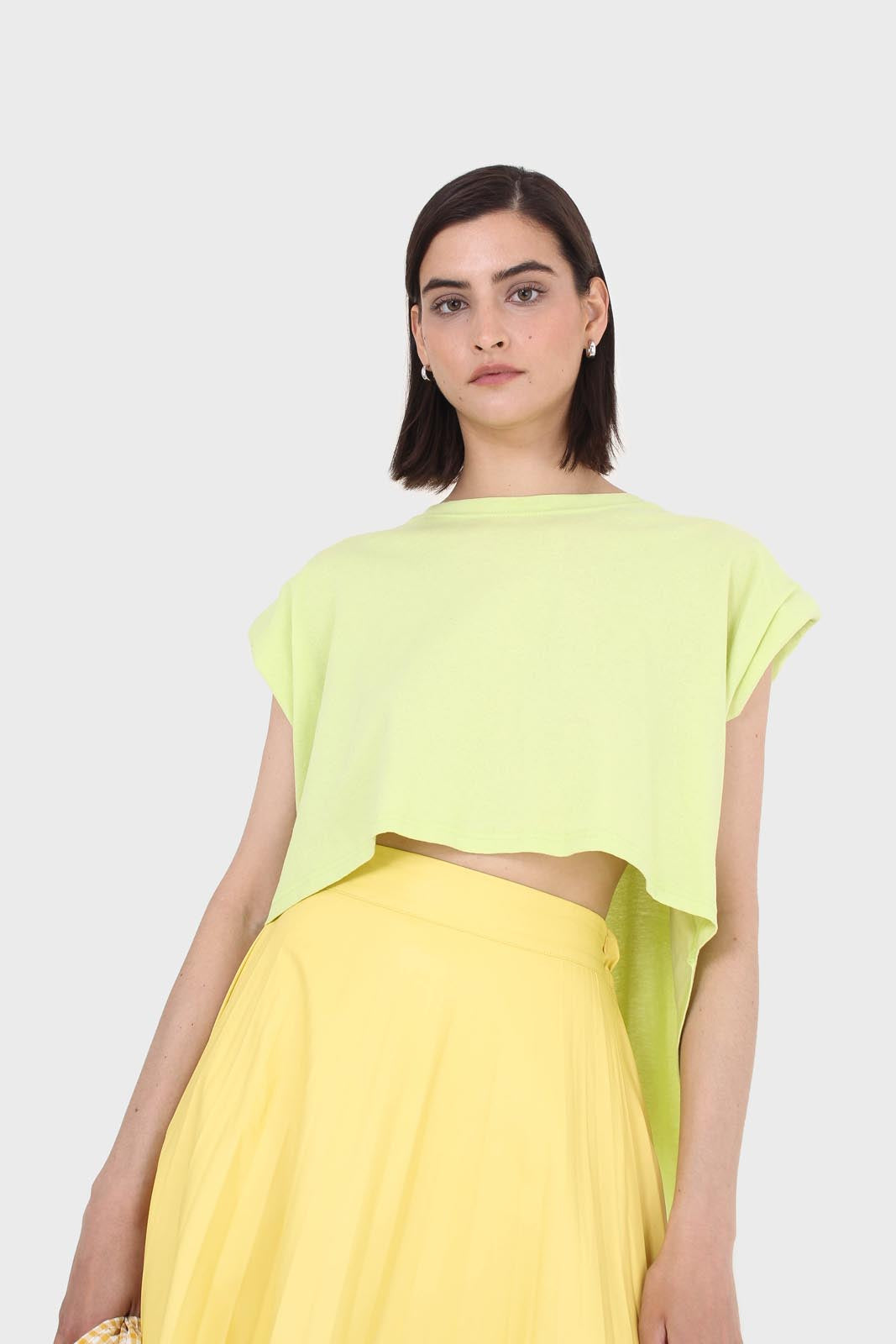 Green high low hem padded muscle tee_3