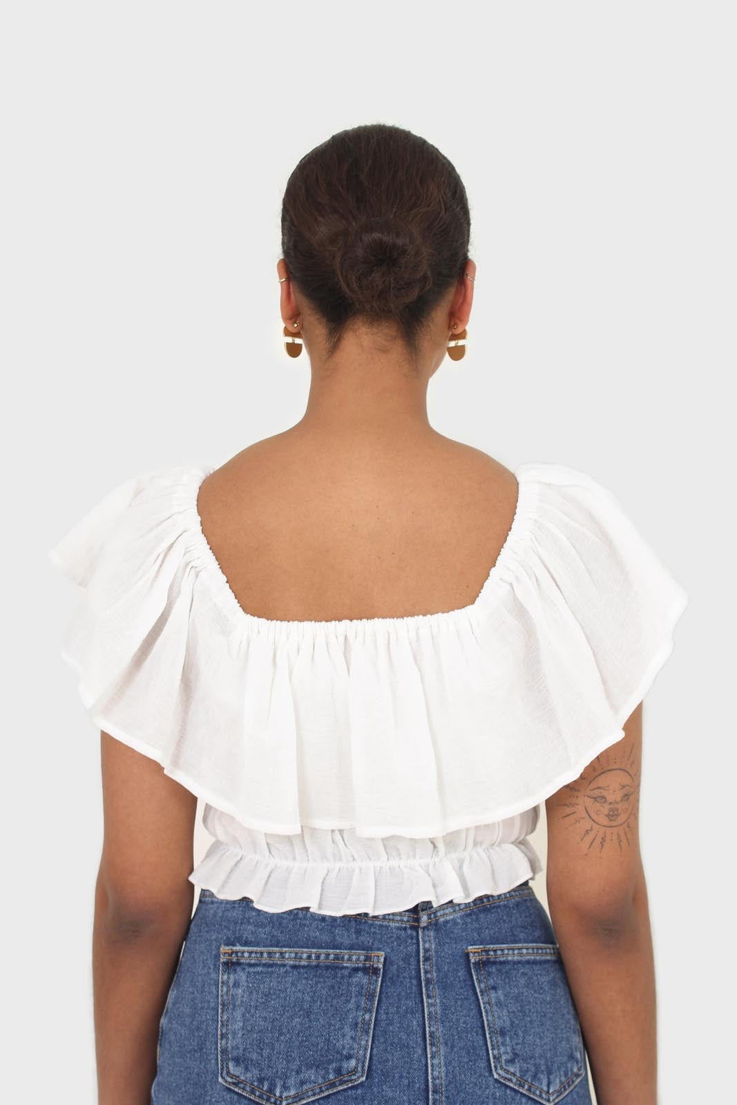 Ivory off shoulder large tier peasant top_10