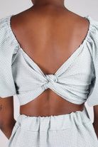 Khaki gingham off shoulder wrap top - set_11