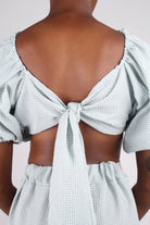 Khaki gingham off shoulder wrap top - set_4