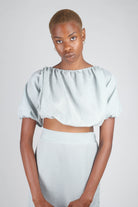 Khaki gingham off shoulder wrap top - set_5