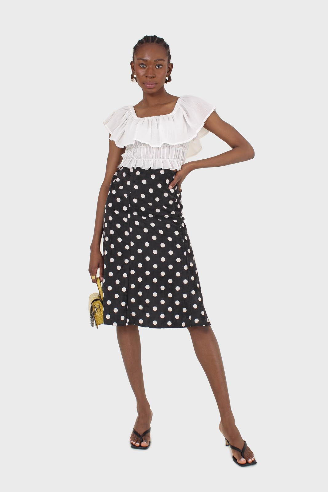 Ivory off shoulder large tier peasant top_7