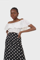 Ivory off shoulder large tier peasant top_8