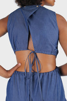 Blue chambray peek back square neck jumpsuit_2