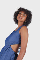 Blue chambray peek back square neck jumpsuit_9