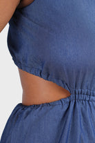 Blue chambray peek back square neck jumpsuit_6