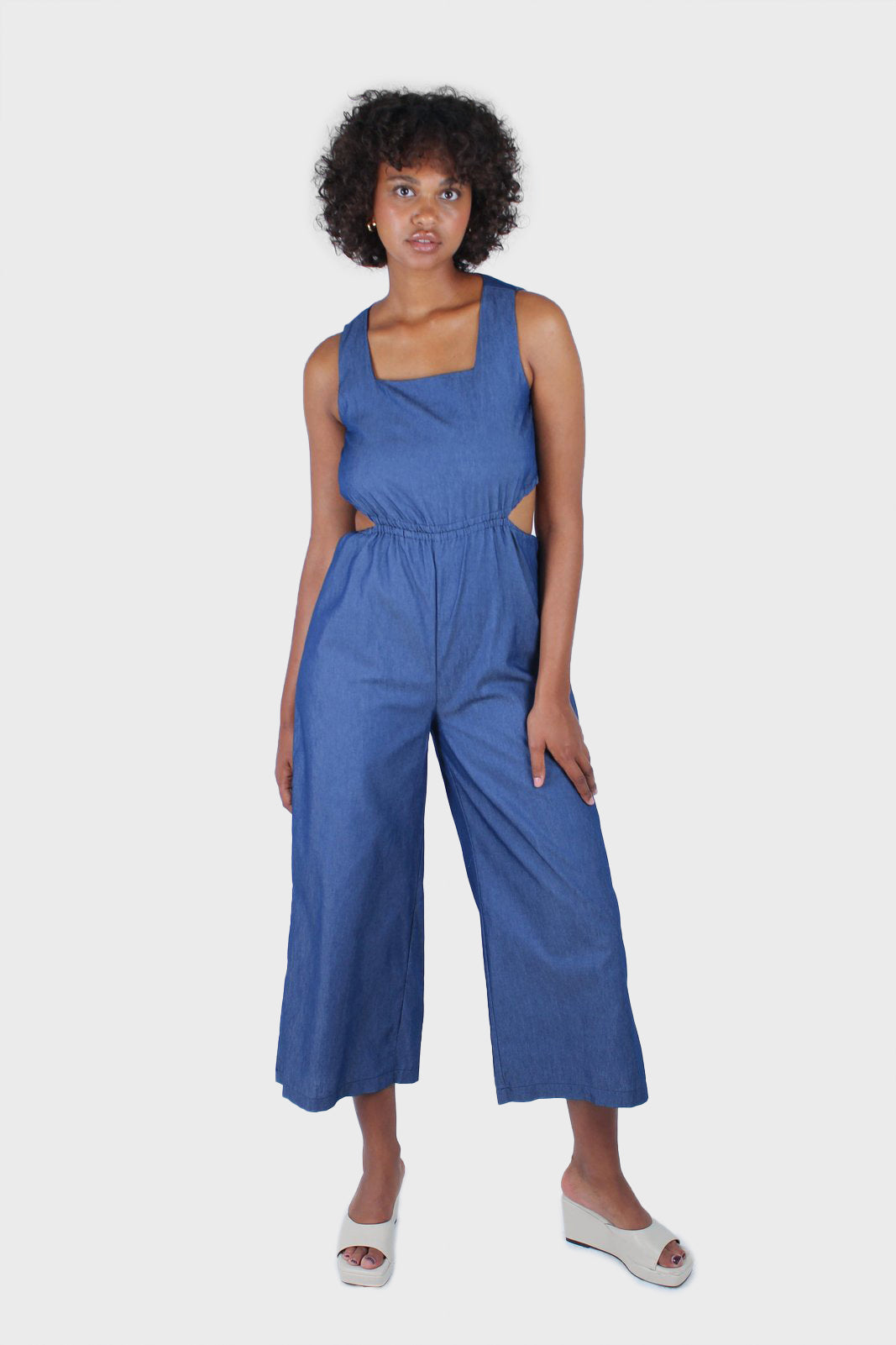 Blue chambray peek back square neck jumpsuit_3