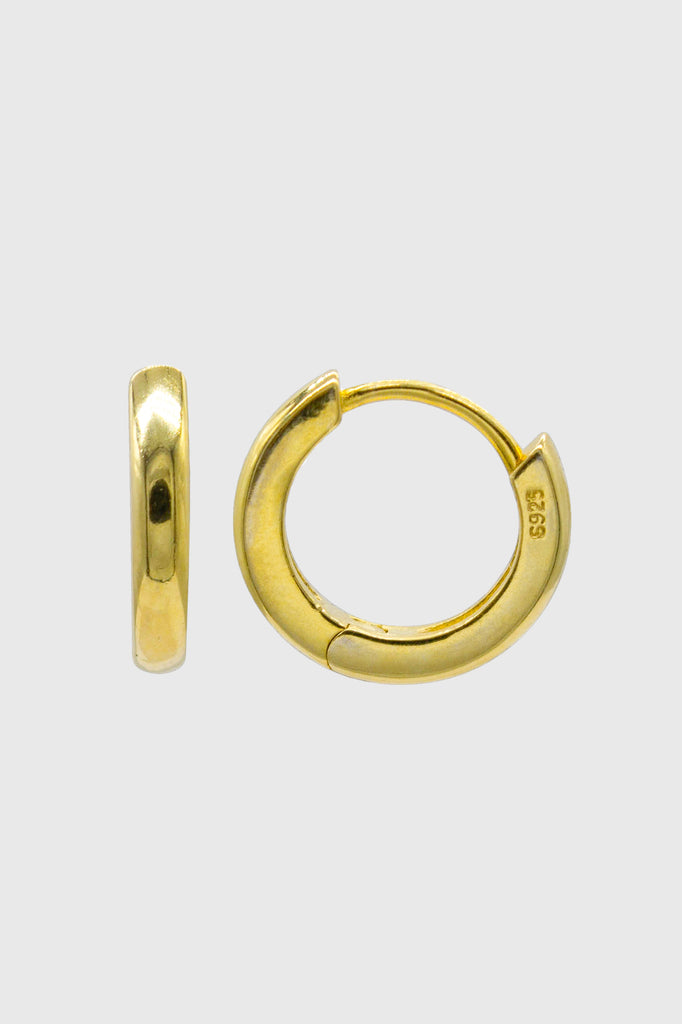 Gold simple hoop huggie earrings - 9mm_3