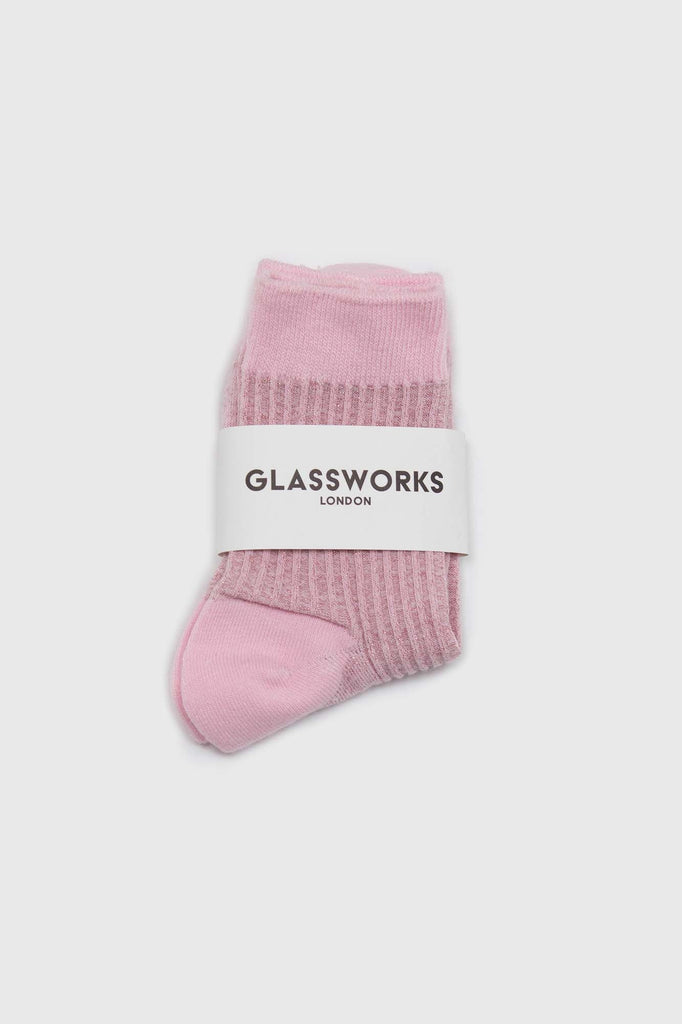 Pale pink metallic vertical stripe socks_3