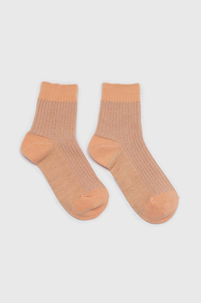 Sherbet orange metallic vertical stripe socks_4