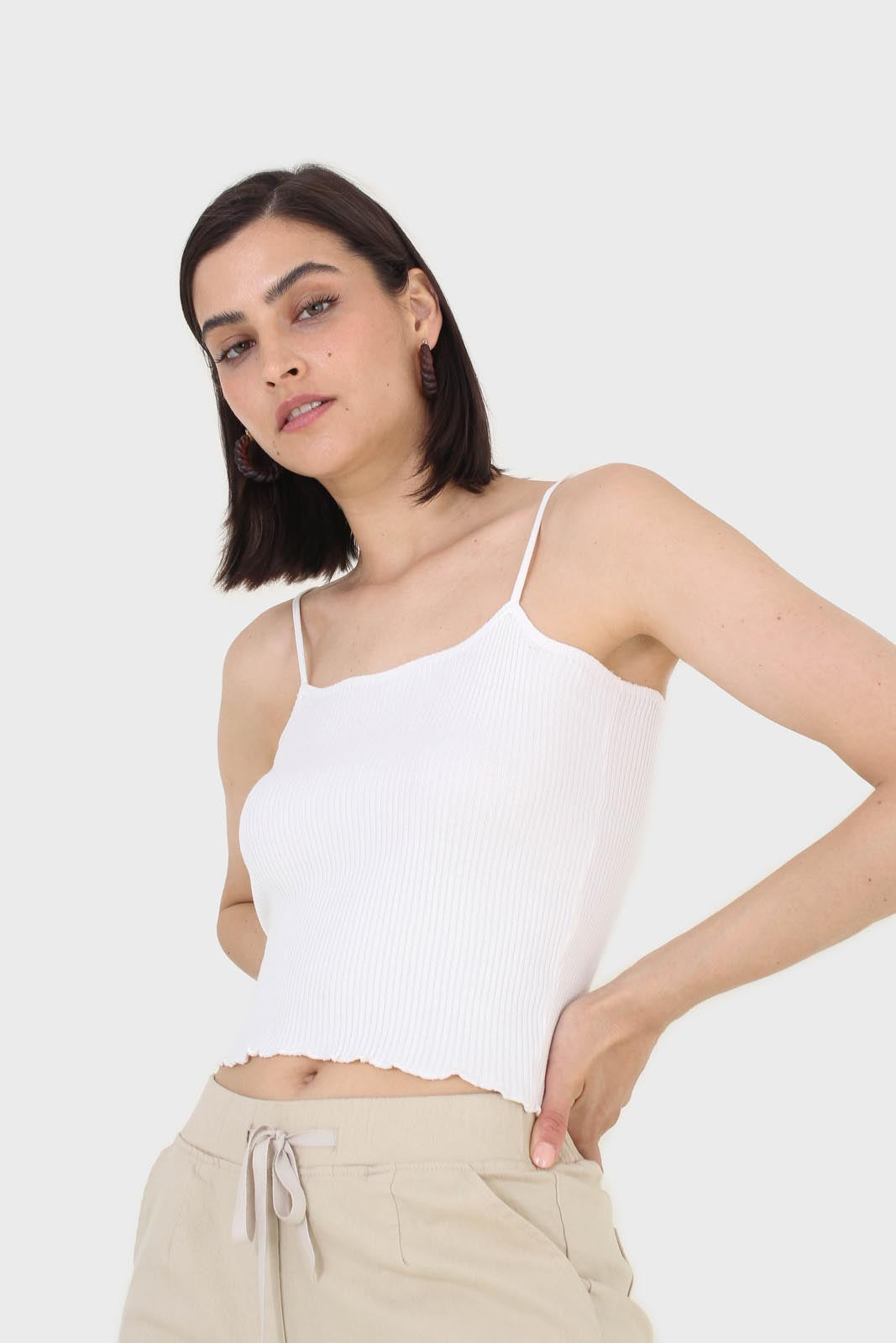 Ivory wave trim strappy knit tank_3