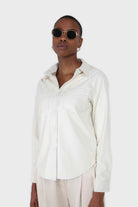 Bone white vegan leather shirt_1