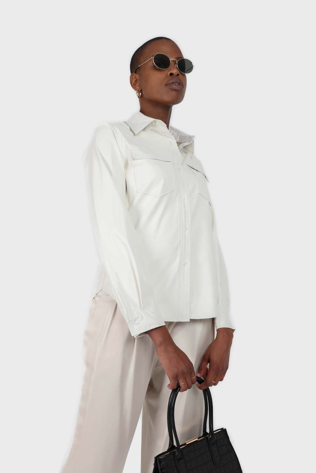 Bone white vegan leather shirt_6