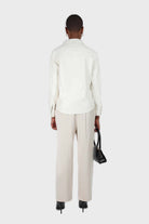 Bone white vegan leather shirt_5
