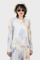 Beige and blue tie dye long sleeved top_6